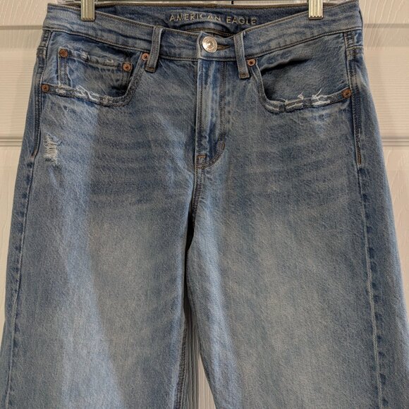 American Eagle Women's '90s Low-Rise Straight Jeans, Size 6 Short, Distressed - Picture 3 of 14